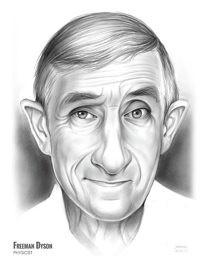 Freeman Dyson Drawing by Greg Joens