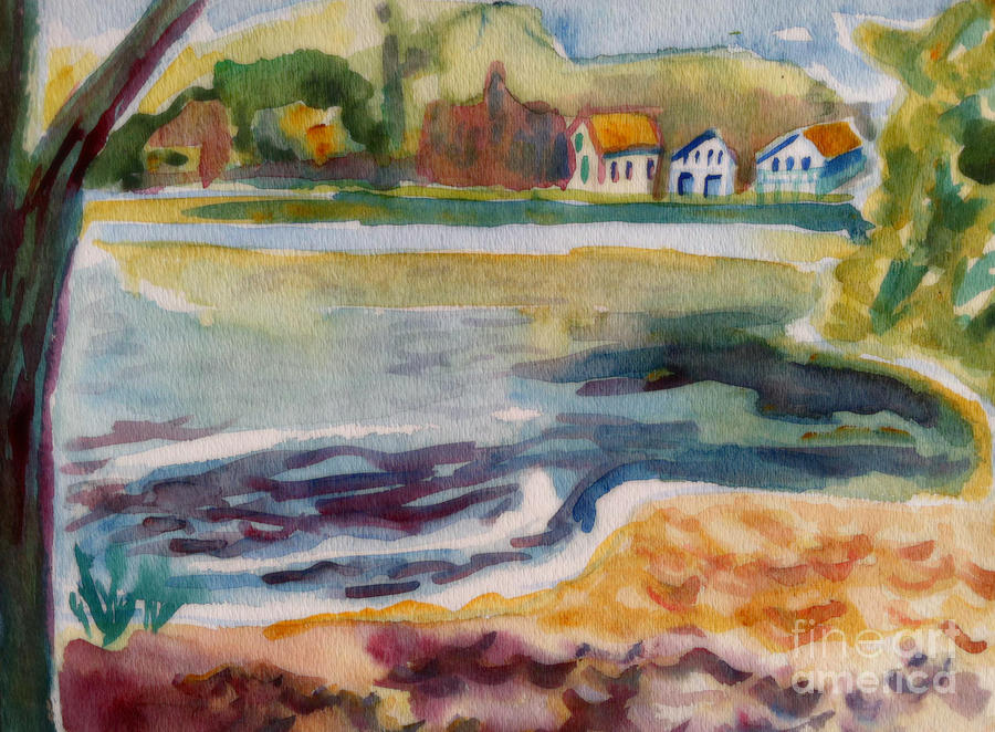 Freeman Lake Cottages Watercolor Painting by Debra Bretton Robinson