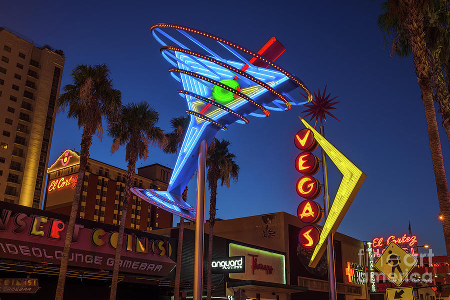 Fremont Street Photograph - Freemont East District Neon Signs From the West at Dawn Wide by Aloha Art
