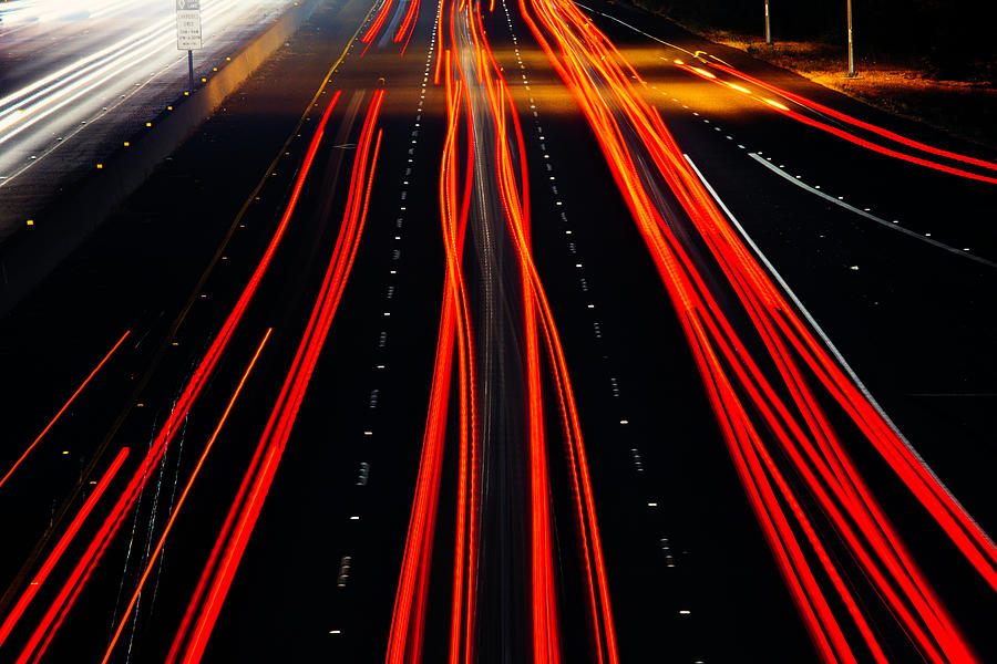 Freeway Lights Photograph by Garry Gay