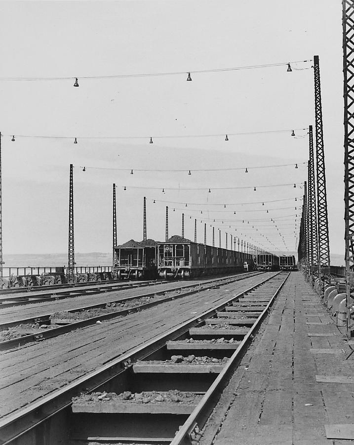Freight Cars on Ore Dock Photograph by Chicago and North Western Historical Society