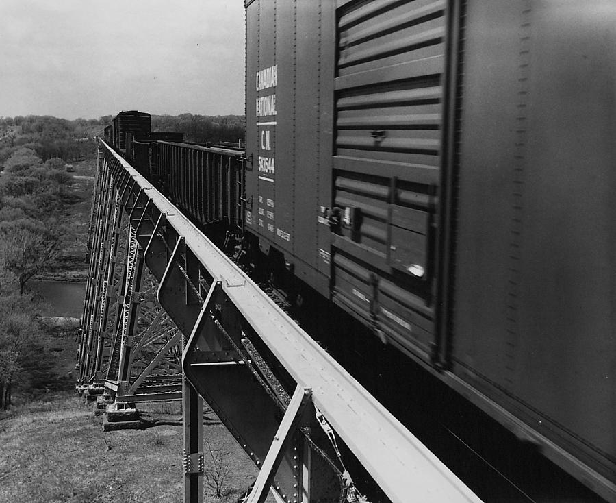 Freight Crosses Boone High Bridge Photograph by Chicago and North Western Historical Society