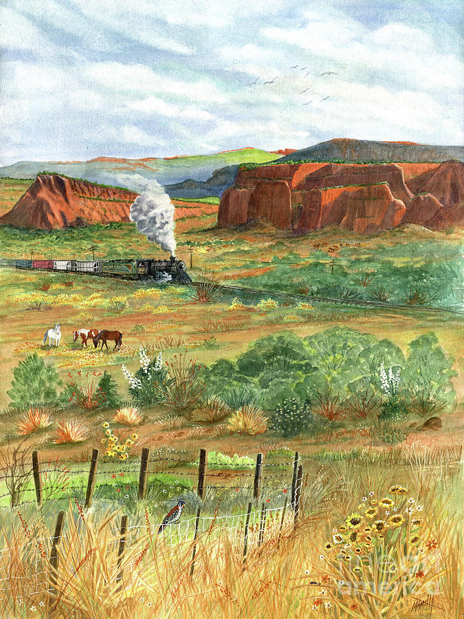 Freight Train From Gallup II Painting by Marilyn Smith