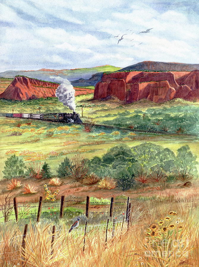 Freight Train From Gallup Painting by Marilyn Smith