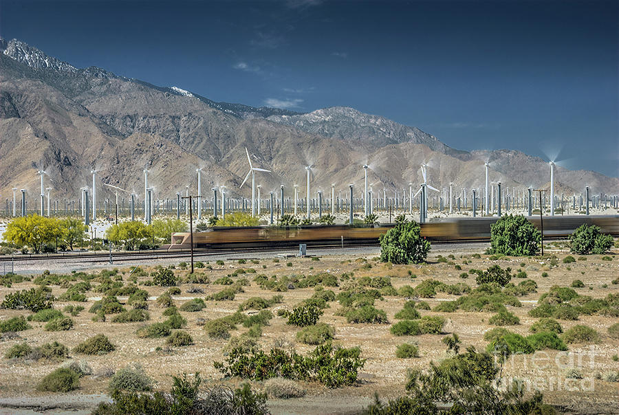 Freight Train Palm Springs Ca Windfarm Photograph