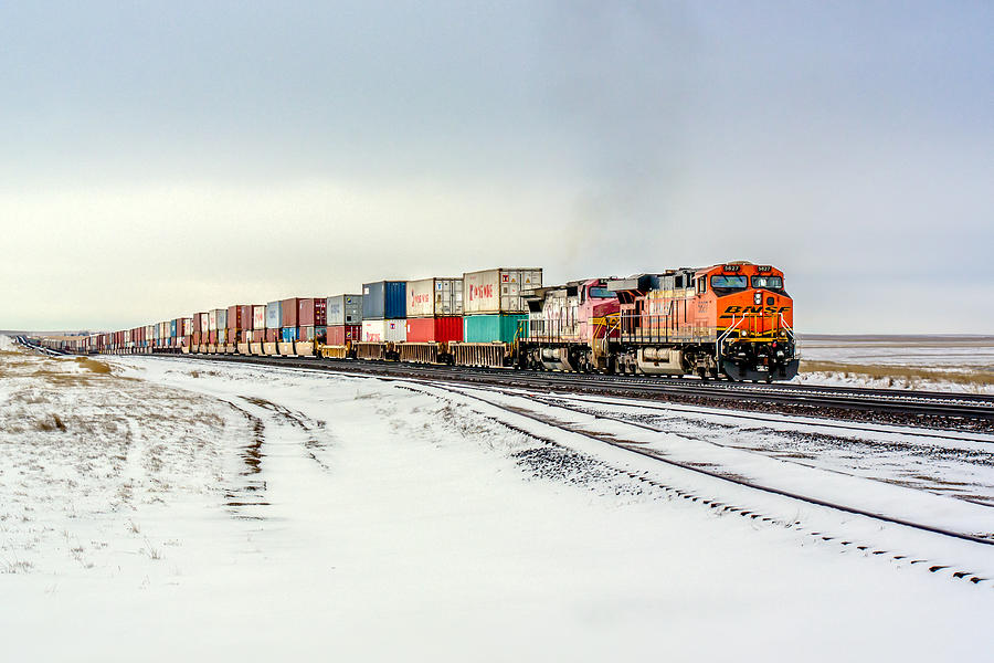 Winter Photograph - Freight Train by Todd Klassy