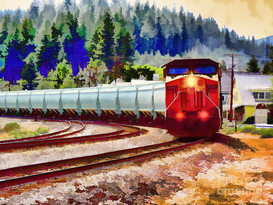 Freight Train Watercolor Digital Art by Joe Lach