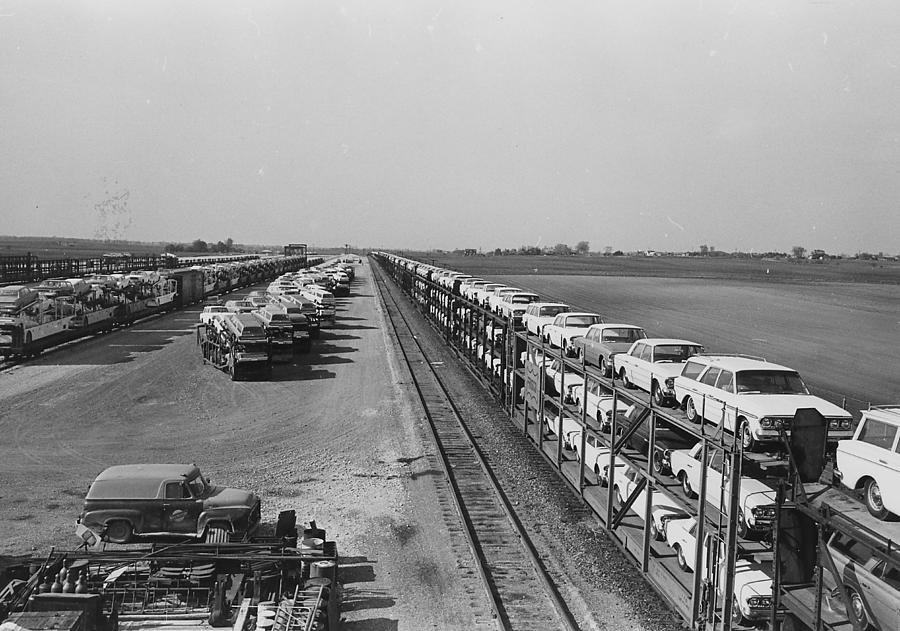 Freight Trains Loaded With Automobiles in Wisconsin Photograph by Chicago and North Western Historical Society
