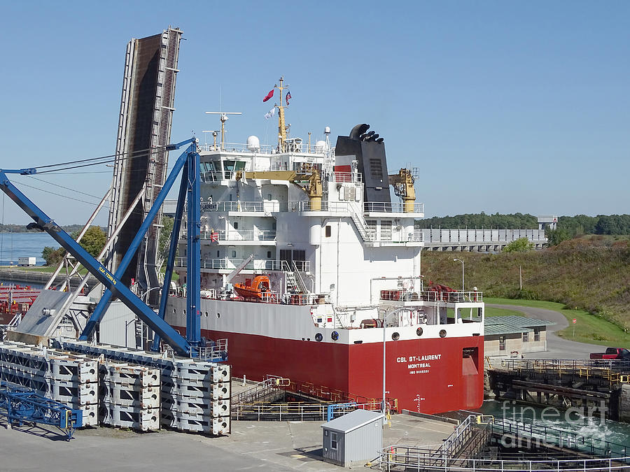 Freighter In Lock Of Saint Lawrence Photograph by Scimat