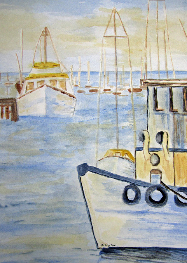 Fishing boats in Fremantle Painting by Elvira Ingram