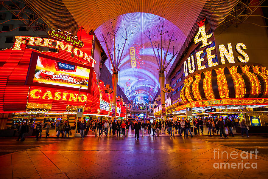 Fremont Street Experience at Night in Las Vegas Photograph by Bryan Mullennix