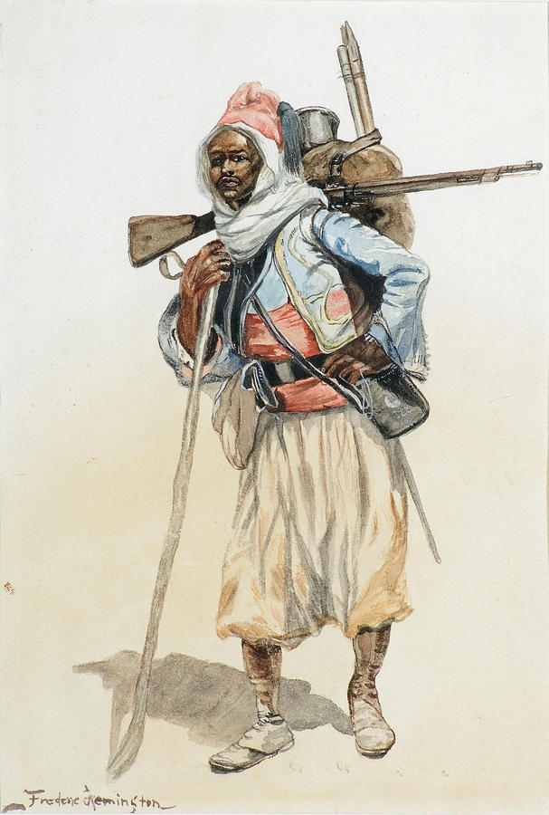 French Algerian Zouave Drawing by Frederic Remington