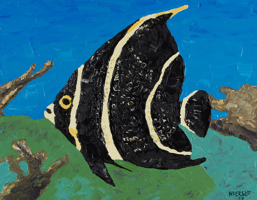 Fish Painting - French Angelfish by Nick Ferszt