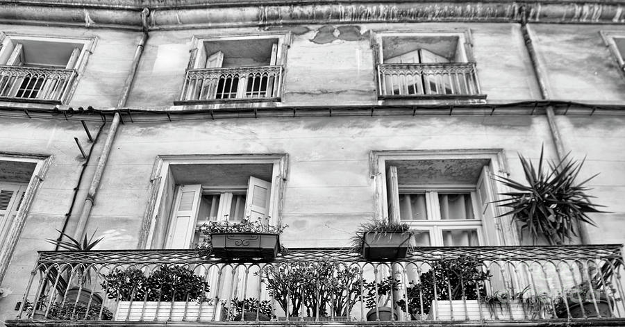 French Architecture Shutters Balcony Black White Southern France  Photograph by Chuck Kuhn