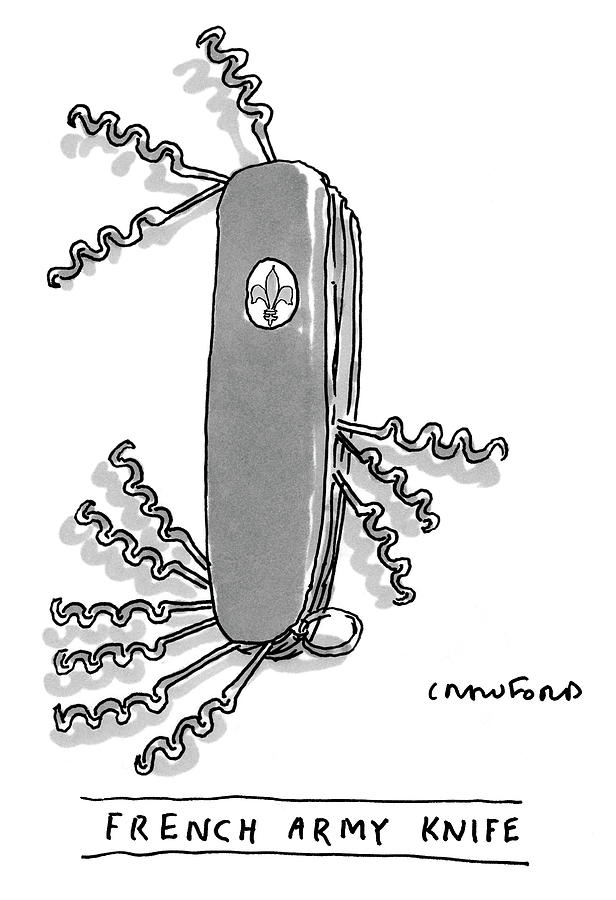 Swiss Army Knife Drawing - French Army Knife by Michael Crawford
