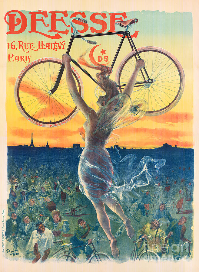 Paris Painting - French Art Nouveau Poster for Deesse Bicycles, circa 1898 by Pal