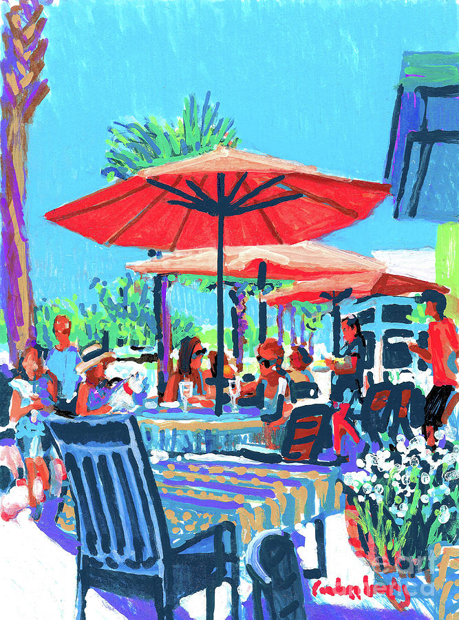 French Bakery Umbrella Dining Painting by Candace Lovely