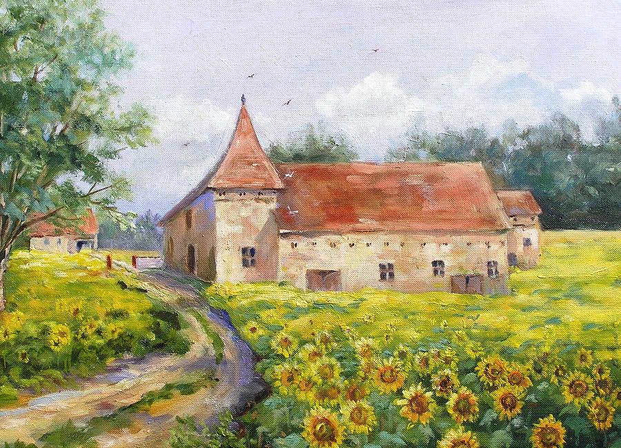 French Barn Painting by Barbara Couse Wilson