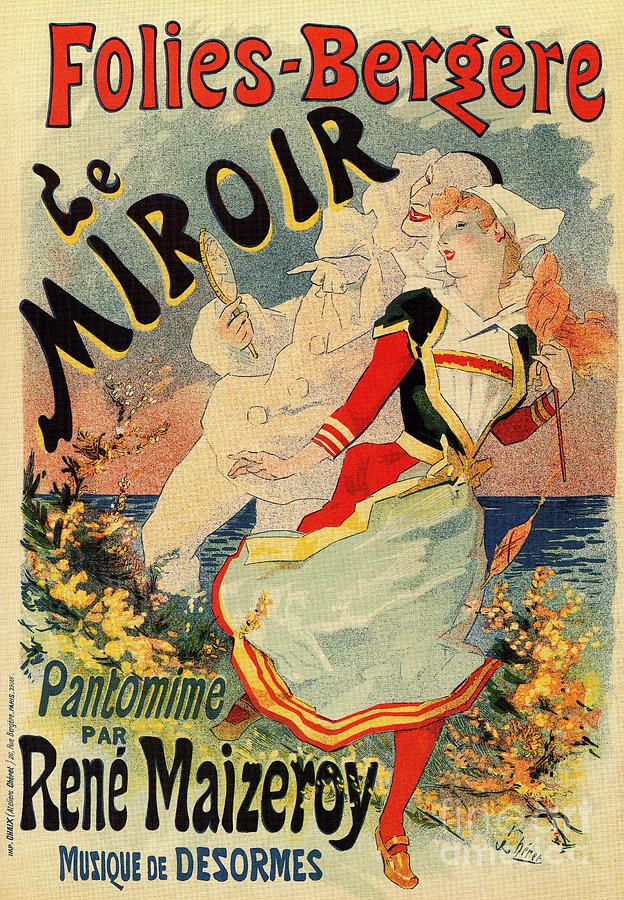 Vintage Digital Art - French belle epoque mime theatre advertising by Heidi De Leeuw