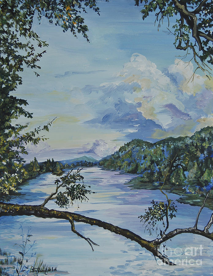 French Broad Asheville NC Painting by Johnnie Stanfield