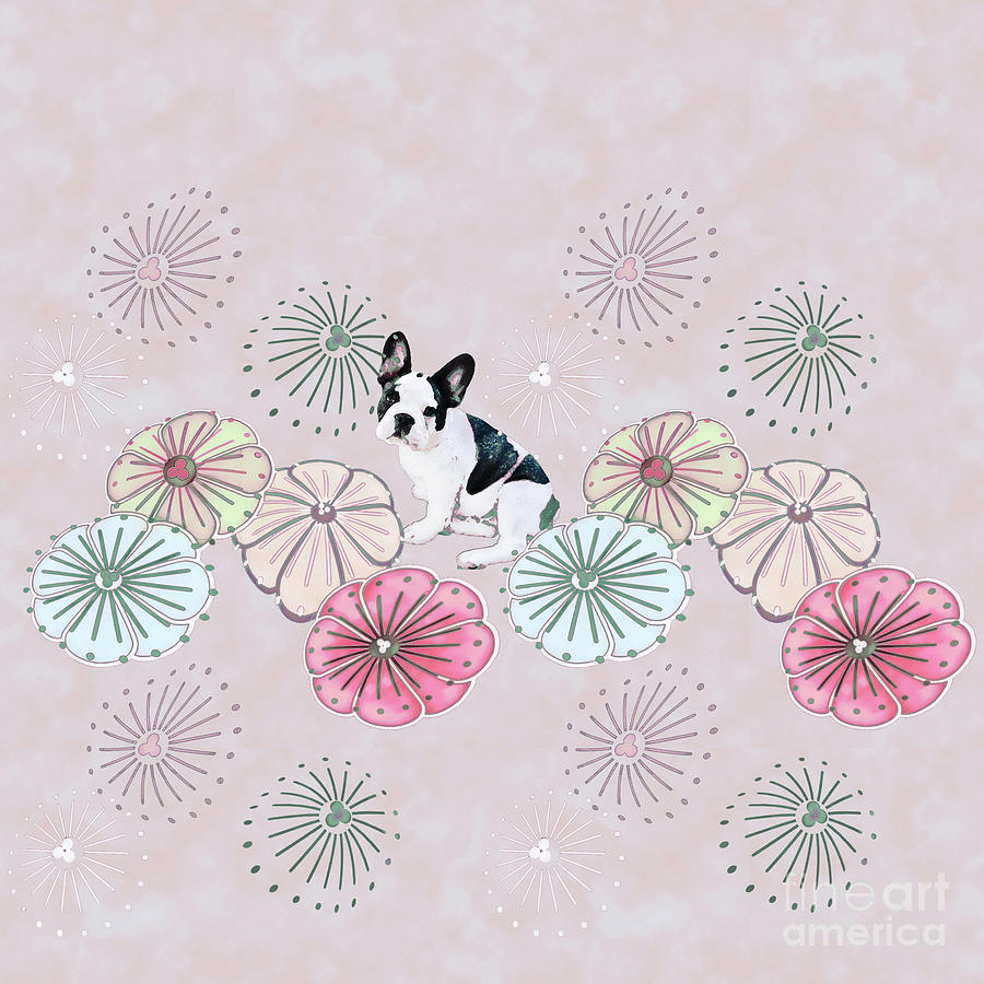 French Bulldog and Flowers by Methune Hively French Bulldog and Flowers by Methune Hively