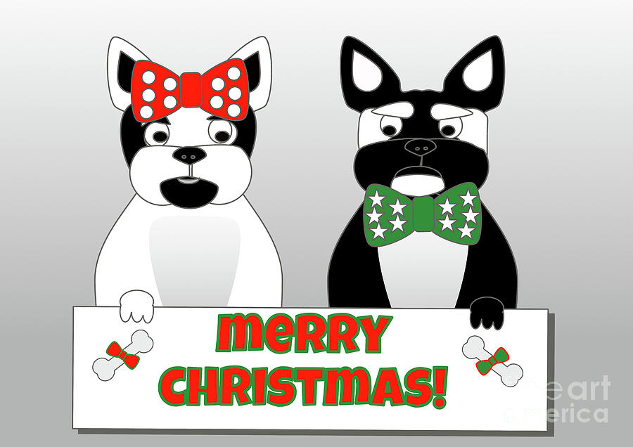 French Bulldog Christmas Couple Digital Art by Barefoot Bodeez Art