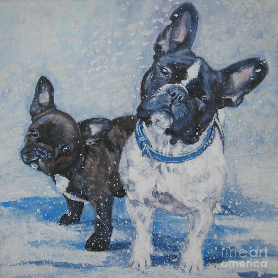 French Bulldog Mom and pup Painting by Lee Ann Shepard