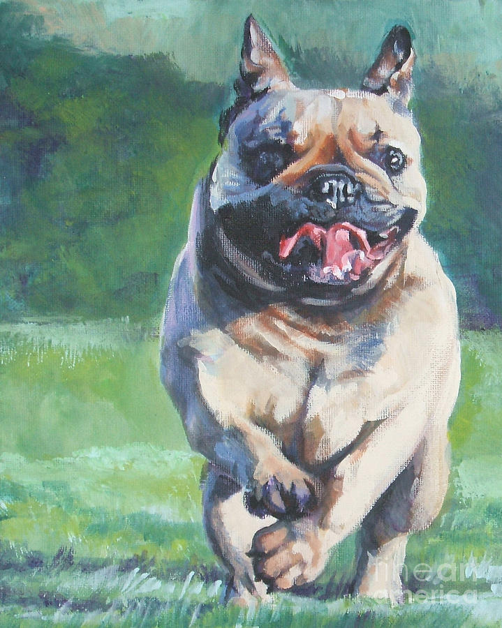 French Bulldog running Painting by Lee Ann Shepard