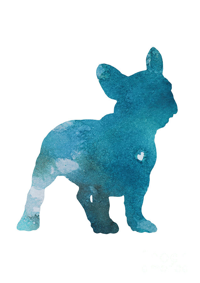 French Bulldog Painting - French bulldog, Turquoise Home Decor, Dog watercolor by Joanna Szmerdt