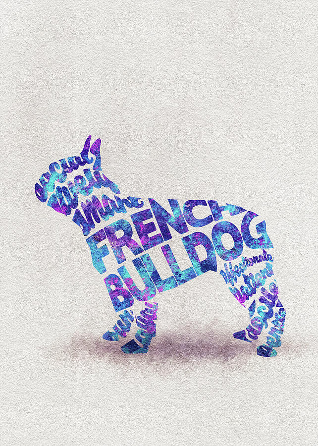 French Bulldog Watercolor Painting / Typographic Art Painting by Inspirowl Design