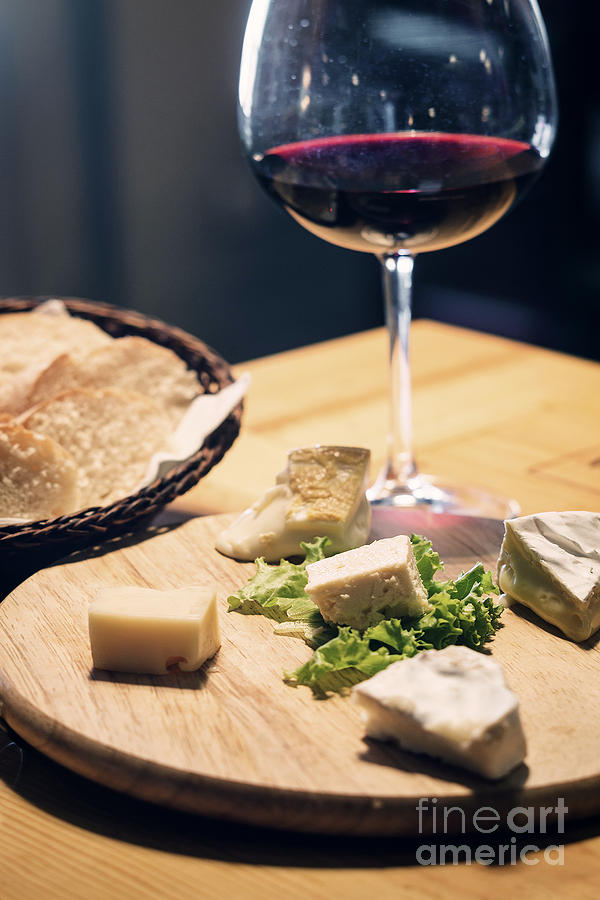 French Cheese Red Wine And Bread Platter Photograph by JM Travel Photography