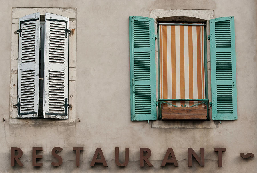 French Country Restaurant Windows Photograph by Jani Freimann