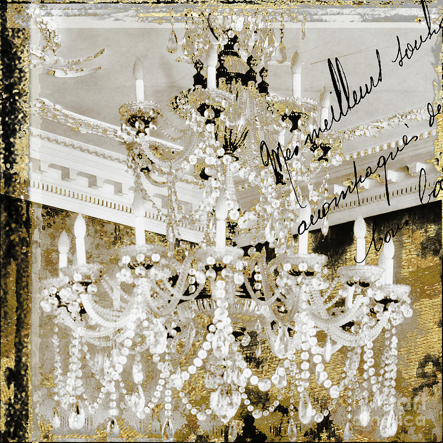 French Draped Pearls Chandelier Painting by Mindy Sommers