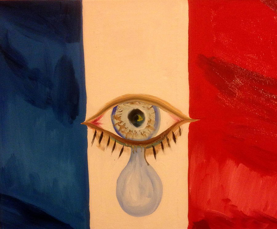 French flag tear drop Painting by Dave Holmander-Bradford