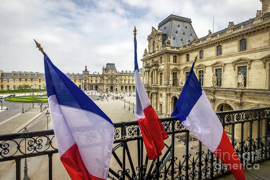 French Flags At Louvre, Paris Photograph by Liesl Walsh