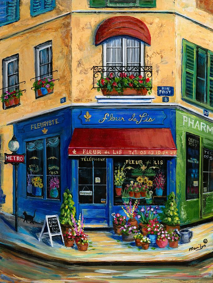 Paris Painting - French Flower Shop by Marilyn Dunlap