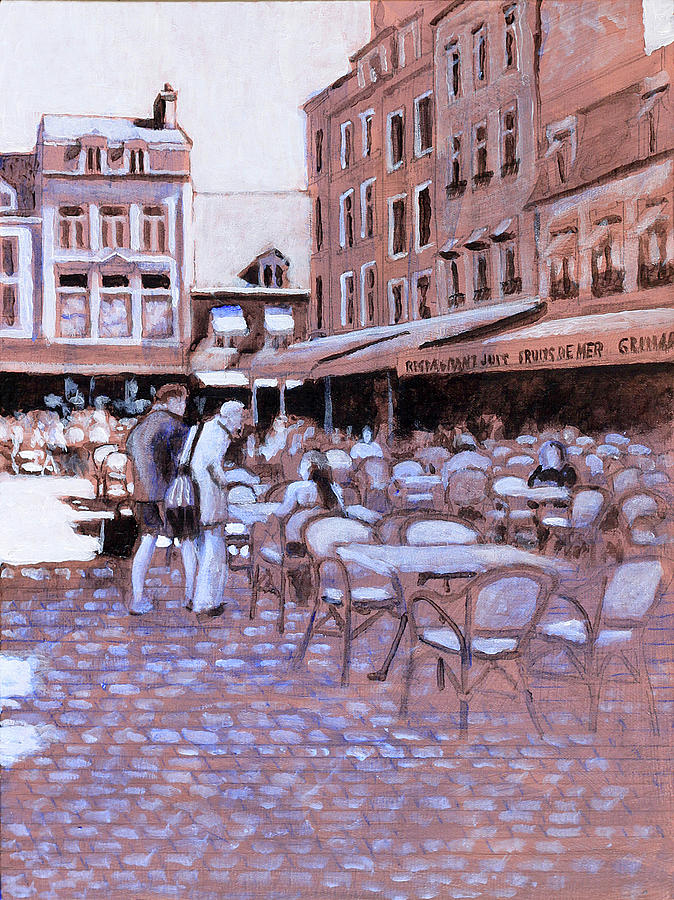 French Food Court UP Painting by David Zimmerman