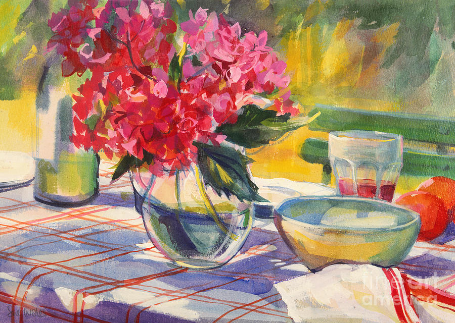 French garden table Painting by Sue Wales