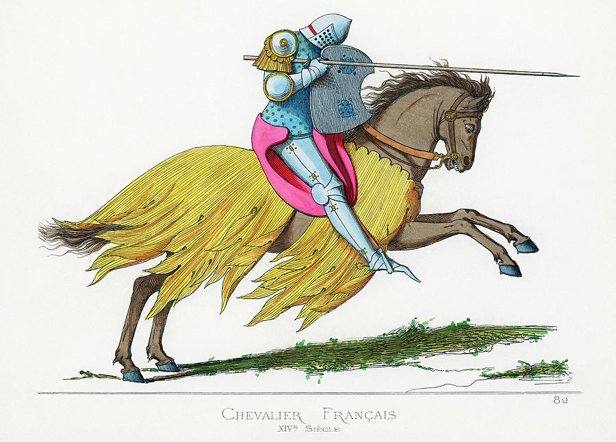 French Knight 14th Century Drawing by Vincent Monozlay