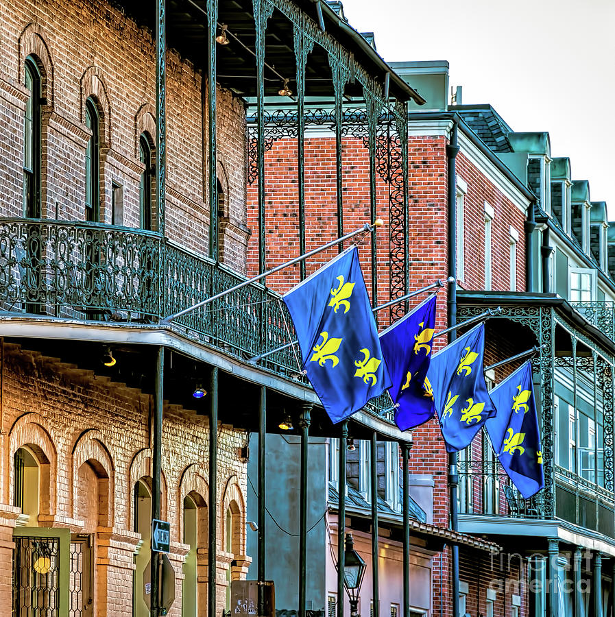 French Quarter Balconies and Flags-NOLA Photograph by Kathleen K Parker