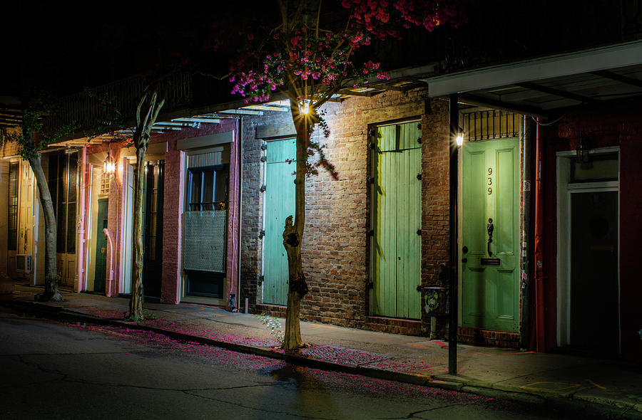 New Orleans Photograph - French Quarter Doors At Night by Greg and Chrystal Mimbs