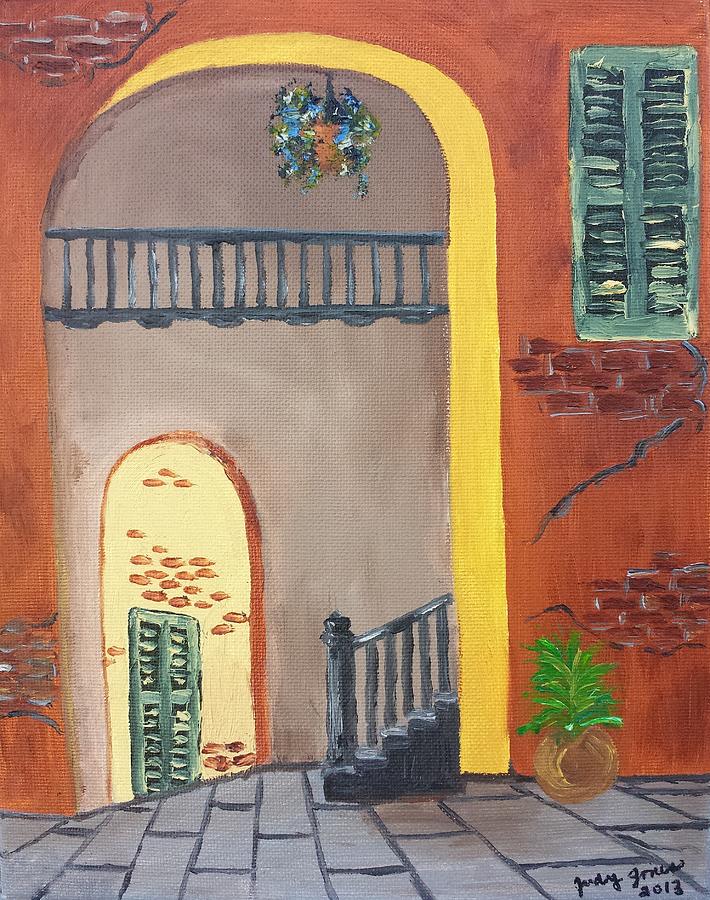 Brick Painting - French Quarter Home by Judy Jones