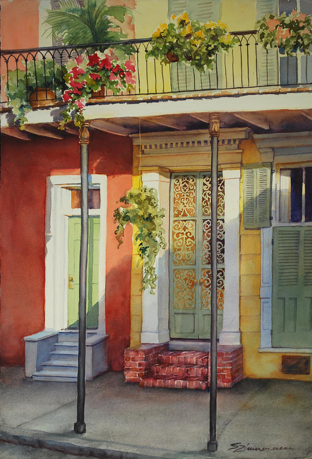 French Quarter Neighbors Painting by Sue Zimmermann