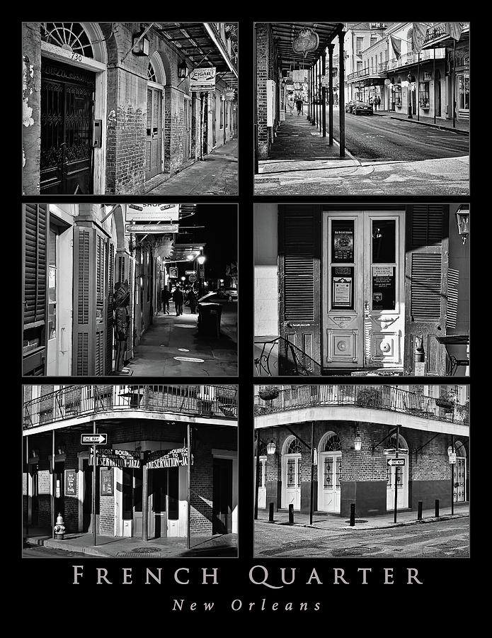 French Quarter - New Orleans - Collage b/w Photograph by Greg Jackson