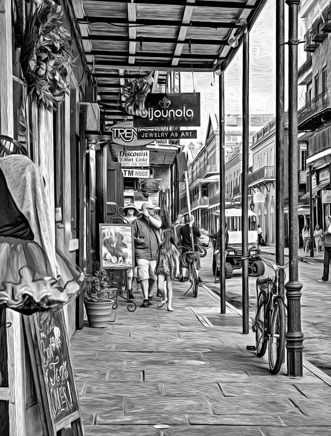 New Orleans Photograph - French Quarter Sidewalk bw by Steve Harrington