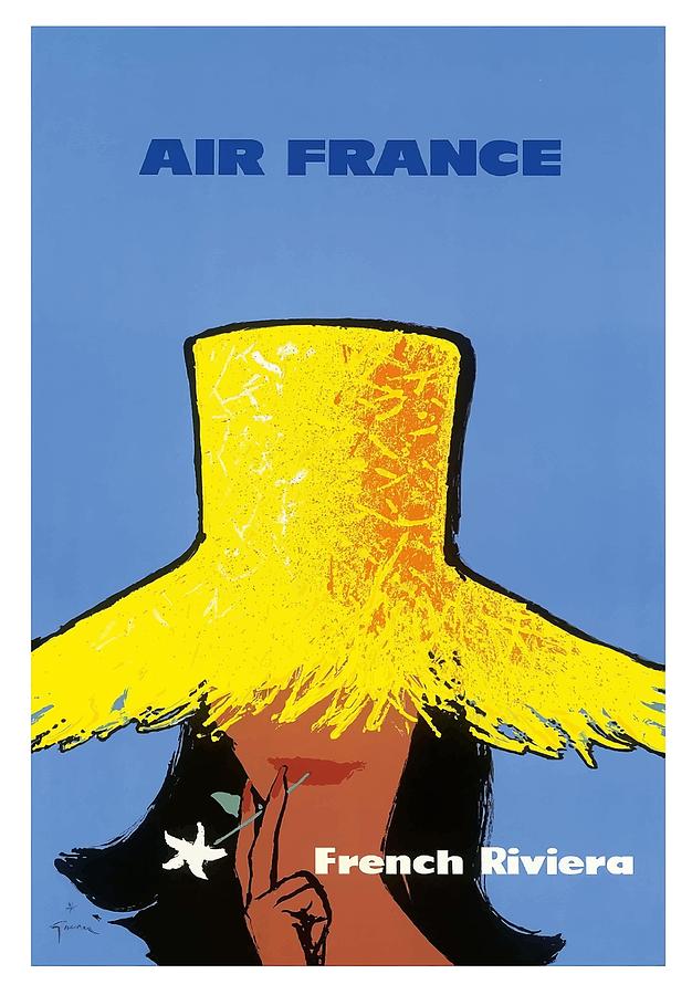 French Riviera Digital Art - French Riviera South of France Vintage Airline Travel Poster by Retro Graphics