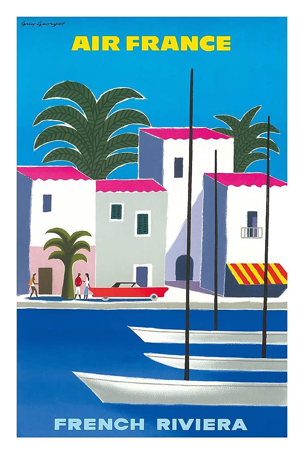 1954 French Riviera Travel Poster Canvas Print for Sale by