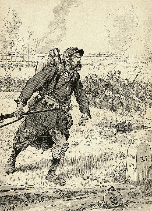 French Soldier Advances Drawing by Vintage Design Pics - Fine Art America