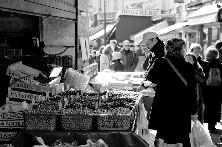 Black And White Photograph - French Street Market by Sebastian Musial
