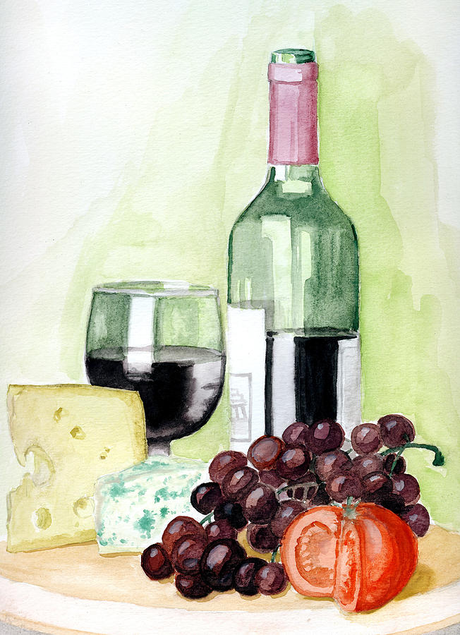 Wine Painting - French tradition by Alban Dizdari